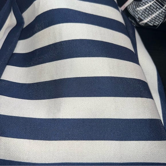 DKNY Navy and Cream Striped Fit and Flare Dress Size 4 - Picture 2 of 12